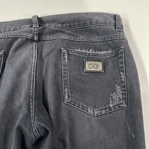 DOLCE & GABBANA BLACK RIPPED JEANS SIZE 50